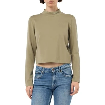 Abbildung von Calvin Klein Jeans Milano LOGO Langarmshirt, Damen, Größe: Large, Nordic dust
