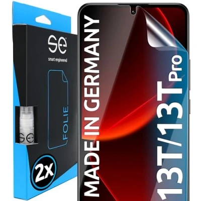 Abbildung von se® für Xiaomi 13T Pro / Schutzfolie 2x Folien im SET aus Deutschland, kinderleichte Installationshilfe, staubfrei und blasenfrei, Mi Folie TPU, Full Screen, 100% Passgenau HD Klar