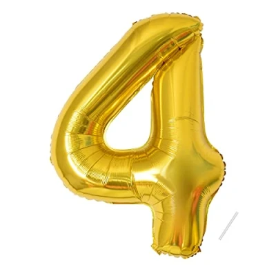 Abbildung von Geburtstag zahlen luftballon 4 jahre Folienballon XXL Gold Riesen in 40&quot; 101cm Geburtstagsdeko Ballon Zahl Deko zum fliegt mit Helium