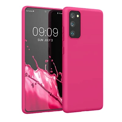 Abbildung von kwmobile Hülle kompatibel mit Samsung Galaxy S20 FE weiches TPU Silikon Case Cover geeignet für kabelloses Laden Neon Pink