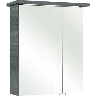 Abbildung von Saphir Spiegelschrank &quot;Quickset 328 Badezimmer inkl. LED Beleuchtung, 450LM&quot;, 60 cm breit, Graphit Struktur quer Nachbildung, Türdämpfer