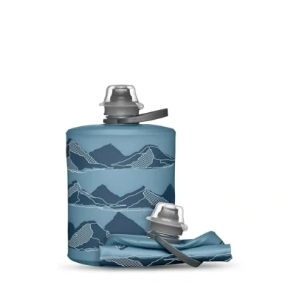 Abbildung von HydraPak Stow (500ml, 17oz) Zusammenklappbare Wasserflasche Ultraleichte &amp; verpackbare Reiseflasche, flexible Ski , Wander Fahrrad oder Kletterflasche Tahoe Blue Berg Design