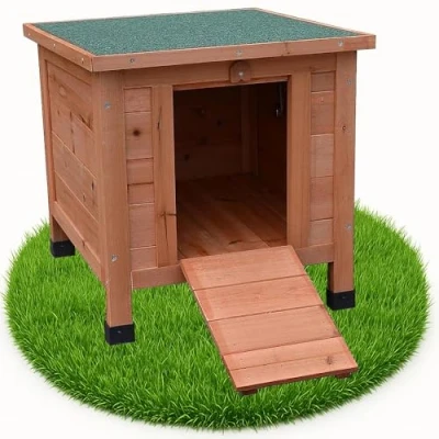 Abbildung von Melko Katzenkäfig Katzenhütte Katzenhaus Katzenhöhle in Braun 42x43x50 cm Outdoor Wurfkiste Holz Wetterfest Katzen Haus, Wasserabweisenden