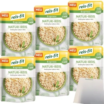 Abbildung von Reis Fit Express Natur 6er Pack (6x250g Packung) + usy Block