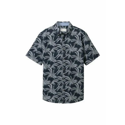 Abbildung von TOM Tailor Kurzarm Hemd, Herren, Größe: XXL, Navy brushed leaf design