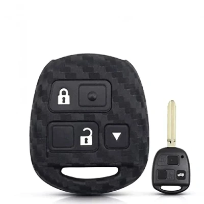 Abbildung von 3 Tasten für Lexus Toyota Camry RAV4 Corolla Prado Yaris Tarago Carbon Silikon Autoschlüssel Fall Keyless Remote Fob Cover Shell