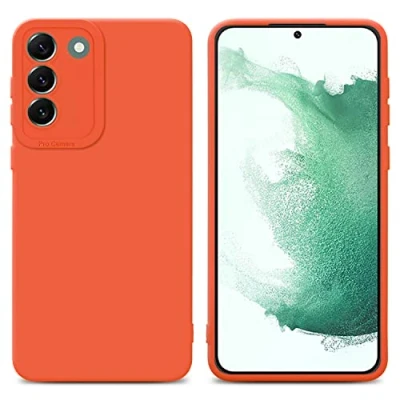 Abbildung von Cadorabo Hülle kompatibel mit Samsung Galaxy S22 Plus Schutzhülle TPU Silikon Case Liquid Design Kameraschutz Slim Kratzfest Weiche Gummi Rundumschutz für in Orange