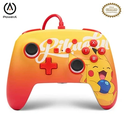 Abbildung von Verbesserter Kabelgebundener PowerA Controller für Nintendo Switch Oran Berry Pikachu, Gamepad, Game Controller, Offiziell Lizenziert