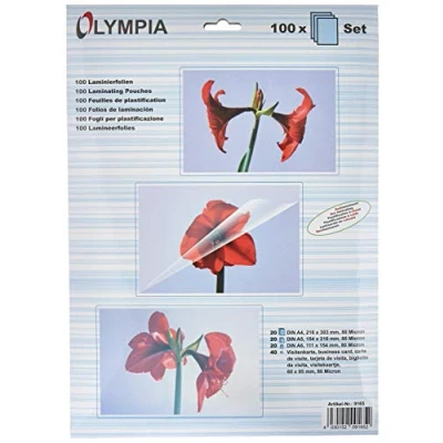 Abbildung von Olympia Laminiergerät Laminierfolie DIN A4, A5, A6, 95 x 60 mm 80 micron 1