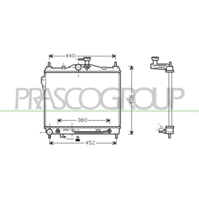 Abbildung von PRASCO HN330R004 Kühler, Motorkühlung Aluminium 370 489 23 Kühlrippen mechanisch gefügt HYUNDAI: Getz