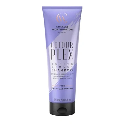 Abbildung von Charles Worthington ColourPlex Toning Violet Shampoo, blondes Shampoo zum Tonen und Aufhellen, Lila für Haar, Blond Toner Damen Herren, Salon Blond, 250ml
