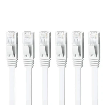 Abbildung von Yauhody Cat 6 Lan Kabel 1m 6stück, Flache Netzwerkkabel CAT6 1000Mbit/s Patchkabel High Speed Ethernet RJ45 für Gigabit Internet, Modem, Router, PC, PS5, TV (Weiß)