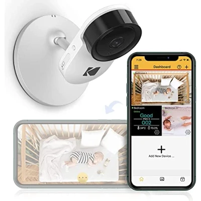 Abbildung von KODAK Cherish C120 Babykamera mit mobiler App, hochauflösende Babykamera, Zoomfunktion, Zwei Wege Audio