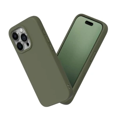 Abbildung von RhinoShield Case kompatibel mit [iPhone 15 Pro] SolidSuit Stoßdämpfende &amp; schlanke Schutzhülle Premium Finish 3.5 Meter Fallschutz Algengrün