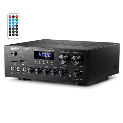 Abbildung von Verstärker, Moukey Bluetooth Leistungsverstärker Dual Kanal Audio Stereo Receiver mit USD, SD, AUX, MIC IN Echo, Radio, LED Für Karaoke, Heimkino, MAMP1