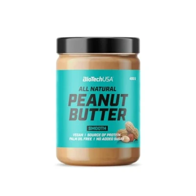 Abbildung von BioTechUSA Peanut Butter Natürliche vegane Eiweißquelle Glutenfrei, ballaststoffreich, Palmöl frei, 400 g, Smooth