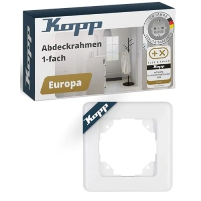 Abbildung von Kopp Abdeckrahmen, Europa 1 fach Arktis Weiß für senkrechte / waagerechte Installation