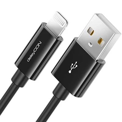 Abbildung von deleyCON 1m Lightning 8 Pin USB Ladekabel Datenkabel MFi Zertifiziert für Apple iPhone 14 Pro Max Plus SE 13 Mini 12 Schwarz