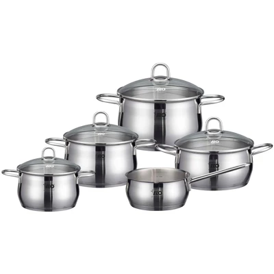 Abbildung von Elo Topf Set &quot;Platin&quot;, Edelstahl 18/10, (Set, 9 tlg., 1 Bratentopf 20 cm, je Fleischtopf 16/20/24 Kasserolle 16 cm), Induktion