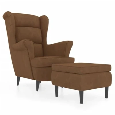 Abbildung von vidaXL Ohrensessel mit Hocker Armlehnen Fernsehsessel Polstersessel Loungesessel Wohnzimmersessel TV Sessel Ruhesessel Relaxsessel Braun Samt