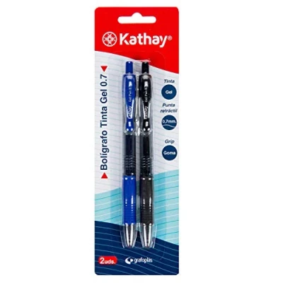Abbildung von Kathay 86210599 Gelstifte, Blau und Schwarz, Spitze 0,7, Klickverschluss, perfekt als Schulmaterial