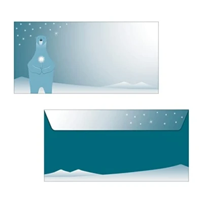 Abbildung von SIGEL DU259 Briefumschläge Weihnachten gummiert DIN lang 25 Stück &quot;Polar bear with candle&quot;