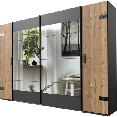 Abbildung von Wimex Schwebetürenschrank &quot;Stockholm, Industrial Look, rustikale Optik&quot;, Kleiderschrank mit Spiegel