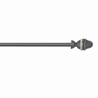 Abbildung von Loberon Gardinenstange Raival, Handgearbeitete Zierknäufe, mit Charmantem Antik Finish, Ausziehbar, Teleskopstange, Vorhangstange, Eisen, Mangoholz, grau