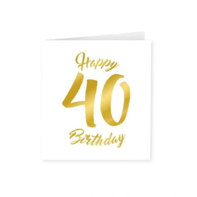 Abbildung von PD Party 7028008 Geburtstag Feiern Papier Grüßen Karte 40 Jahre, Gold/Weiß, 15cm Länge x Breite 0.5cm Höhe