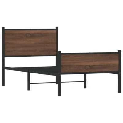 Abbildung von vidaXL Bettgestell, Metallbett Bett mit Kopfteil Fußteil, Bettrahmen Lattenrost, Einzelbett für Schlafzimmer, Metall 90x200 cm