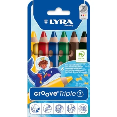 Abbildung von LYRA L3831060 Groove Triple 1, Kartonetui mit 6 Farbstiften, Sortiert, Mehrfarbig
