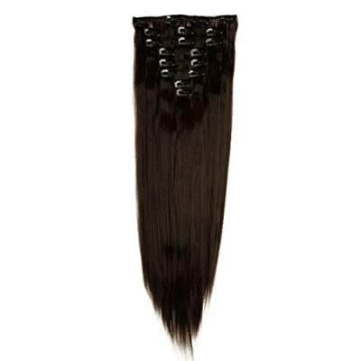 Abbildung von S noilite Clip In Extensions Haarverlängerung Glatt 8 Teiliges SET 18 Clips 8Pcs Voller Kopf Wie Echthaar 66cm Dunkelbraun