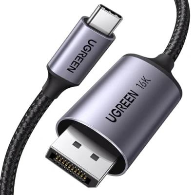 Abbildung von UGREEN USB C DisplayPort 2.1 Kabel 16K@30Hz 8K@120Hz 4K@240Hz 2K@240HZ, 40Gbps Thunderbolt 3/4 auf DP mit MST/Clamshell Modus, HDR, UHBR10, Für iPhone 15 Serie, MacBook Pro/Air, iPad Pro(1M)