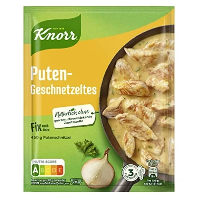 Abbildung von Knorr Fix Würzmischung Puten geschnetzeltes für ein leckeres Rezept ohne geschmacksverstärkende Zusatzstoffe 54 g 1 Stück
