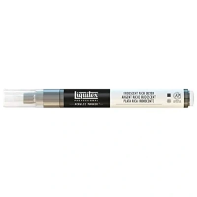 Abbildung von Liquitex 4620239 Professional Paint Marker, Acrylmarker mit hochpigmentierte Acrylfarbe auf Wasserbasis für den Innenbereich &amp; Außenbereich, feine Spitze Irisierendes Reich Silber