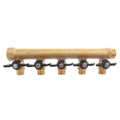 Abbildung von SOMATHERM FOR YOU Messingverteiler mit integriertem Mini Ventile 5 Abfahrten Male 15/21 20/27 Female Input Output Buck