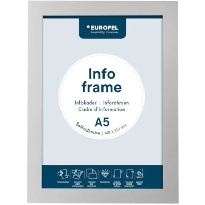 Abbildung von EUROPEL Selbstklebender magnetischer Info Rahmen aus PVC, A5 Silber, 2er Set, einfach ablösbar durch Magnet, doppelseitig, Hoch oder Querformat, 23,8 x 17,6 cm
