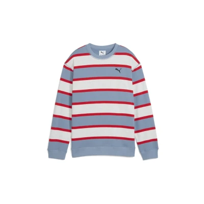 Abbildung von Puma Wardrobe Essentials Go Together Relaxed Sweatshirt Teenager Für Herren Damen Kinder Mit Striped Cool Blue Größe: 13 14Y