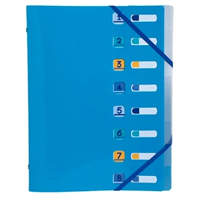 Abbildung von Exacompta 56110E Premium Ordnungsmappe BeeBlue aus recyceltem Kunststoff mit 8 Fächern und 2 Gummizügen für DIN A4 Blauer Engel zertifiziert 1 Stück Zufallsfarbe