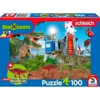 Abbildung von Schmidt Spiele Puzzle 100 Teile Kinder Schleich Dinosaurs Urzeit mit Figur 56462, Puzzleteile