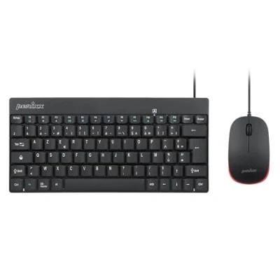 Abbildung von Perixx PERIDUO 212 Mini Tastatur, kabelgebunden, für Windows 12 Multimedia Tasten, Schwarz, AZERTY