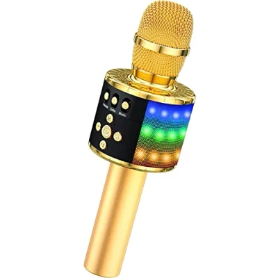 Abbildung von BONAOK Karaoke Mikrofon Kinder, Sing für Kinder,Heim KTV Bluetooth Maschine,Tragbarer Kinder Maschinen,Party Lautsprecher Smartphone PC（Q78 Gold