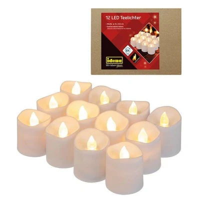 Abbildung von Idena LED Lichterkette 30469 Teelichter, 12 Stück in Warmweiß, elektrische Kerzen