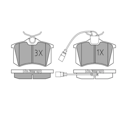 Abbildung von MEYLE 025 235 5417/W Bremsbelagsatz ORIGINAL Quality Hinterachse inkl. Verschleißwarnkontakt mit Anti Quietsch Blech VOLKSWAGEN: TRANSPORTER 4 Bus