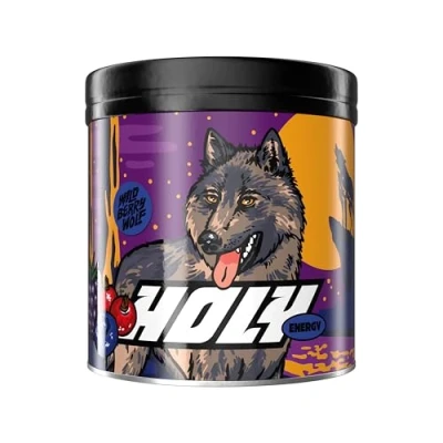 Abbildung von HOLY Energy Gaming Booster &#039;Wildberry Wolf&#039; mit Brombeere, Blaubeere &amp; Johannisbeere Geschmack Pulver 50 Portionen NewCaff Grüntee Extrakt Focus Drink Vegan 100% natürlichen Aromen
