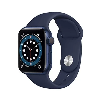 Abbildung von Apple Watch Series 6 (GPS, 40MM) Aluminiumgehäuse Blau mit Tiefe Marine Sportarmband (Generalüberholt)