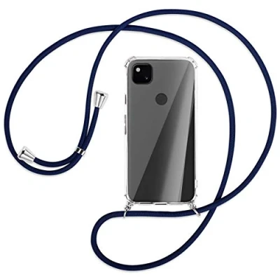 Abbildung von mtb more energy® Handykette kompatibel mit Google Pixel 4a (5.81&#039;&#039;) dunkelblau Smartphone Hülle zum Umhängen Anti Shock Full TPU Case