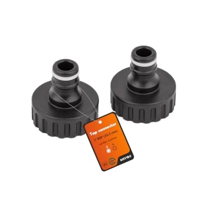 Abbildung von MIVOS 2 x Hahnverbinder Anschluss für Wasserhähne mit 1 Zoll BSP (33,3 mm) Aussengewinde Hahnanschluss Schnellkupplung Gartenschlauch Hergestellt aus 90% Recyceltem Kunststoff