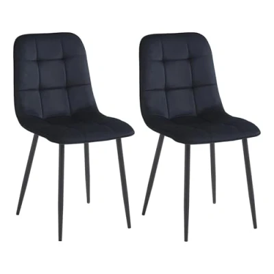 Abbildung von Colenis Ela Esszimmerstühle 2er Set Schwarz Samt Für Esszimmer, Küche &amp; Wohnzimmer Modernes Design