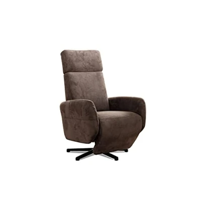 Abbildung von Cavadore TV Sessel Cobra / Fernsehsessel mit Liegefunktion, Relaxfunktion Stufenlos manuell verstellbar Sternfuß, belastbar bis 130 kg 71 x 110 82 Lederoptik, Braun